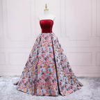 Robe de bal bustier à imprimé floral, robe de soirée vintage s17