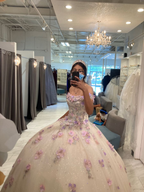 Robe de bal à paillettes épaules dénudées, robe de Sweet 16 avec fleurs Y2266
