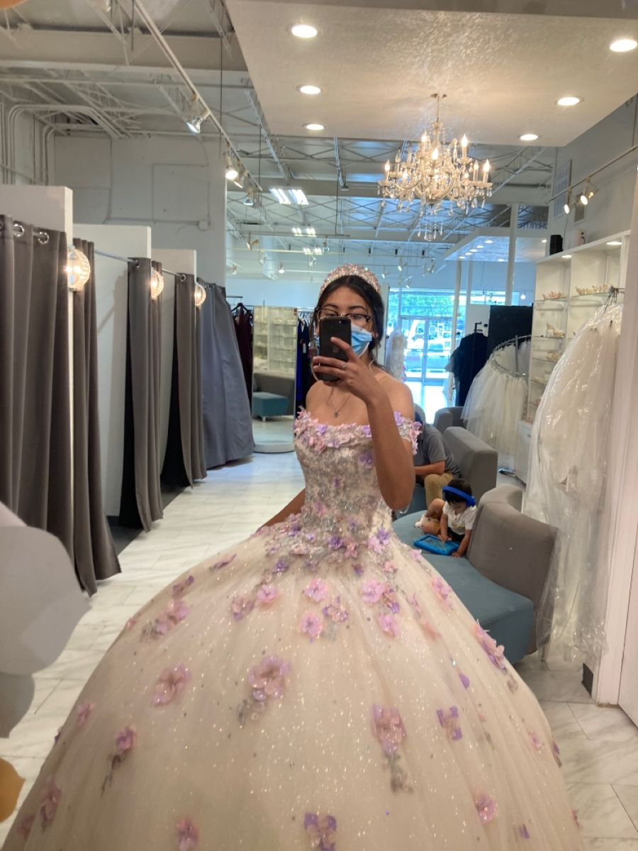Vestido de gala brillante con hombros descubiertos, vestido para quinceañera con flores Y2266