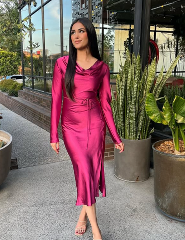 Vestido largo y modesto para invitada de boda, vestido de noche de moda Y4519