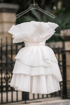 Vestido corto blanco de fiesta, vestido de graduación Y1997