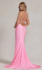 Vestido de graduación rosa con corpiño de encaje SYP56