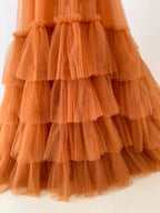 Vestido de maternidad de tul sin espalda para sesión de fotos