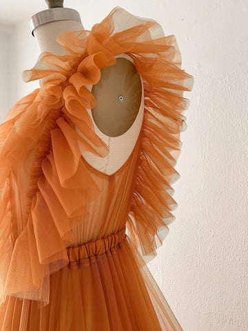 Vestido de maternidad de tul sin espalda para sesión de fotos