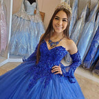 Vestidos de quinceañera de corte princesa, escote corazón y manga larga, vestidos de graduación