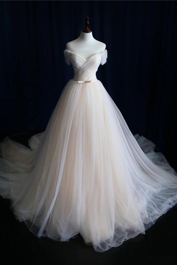 Robe de bal en tulle, décolleté cœur, laçage et nœud papillon, robe de mariée WD200