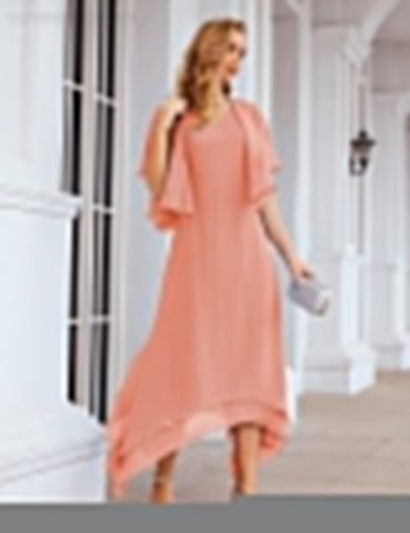 Vestidos de chifón de talla grande para la madre de la novia con chaqueta, vestidos formales para boda SY28073 