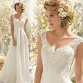 Beach Wedding Dresses Women's Elegant Double Shoulder Mermaid Chiffon Lace Applique Bridal Gowns Sexy Backless Vesido De Noiva