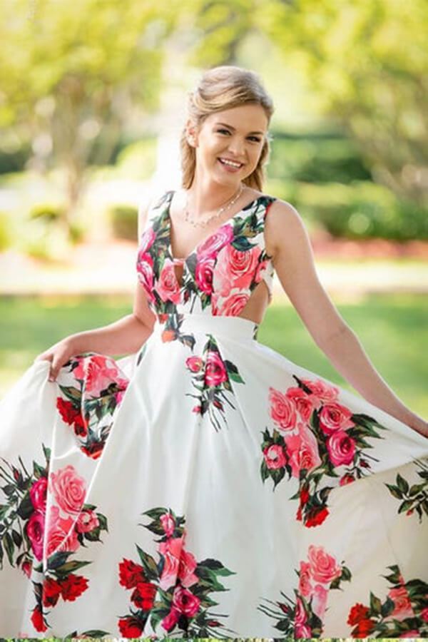 Vestido largo de fiesta sin mangas con tirantes florales y corte en A, vestido de noche