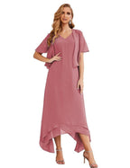 Vestidos de chifón de talla grande para la madre de la novia con chaqueta, vestidos formales para boda SY28073 