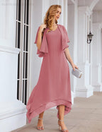 Vestidos de chifón de talla grande para la madre de la novia con chaqueta, vestidos formales para boda SY28073 