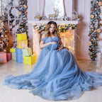 Vestido de maternidad azul polvoriento