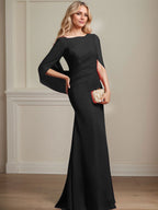 Vestido de chifón hasta el suelo, corte sirena/trompeta, para la madre de la novia, con pliegues 