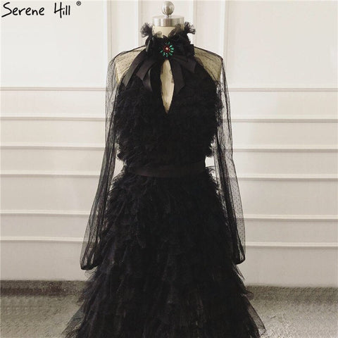 Black Perspective Sexy Evening Dresses 2025 Bow CUT-OUT Long Sleeves Evening Gowns LA60906