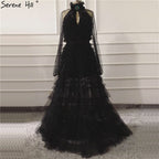 Black Perspective Sexy Evening Dresses 2025 Bow CUT-OUT Long Sleeves Evening Gowns LA60906