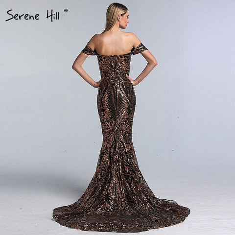 Robe de bal sirène noire sexy à paillettes, sans manches, en solde, 2025, luxueuse et sexy, LA60935 