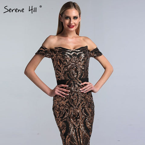 Robe de bal sirène noire sexy à paillettes, sans manches, en solde, 2025, luxueuse et sexy, LA60935 