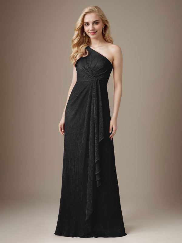 Vestido Ruby Sheath de malla metálica con un solo hombro para la madre de la novia