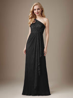 Vestido Ruby Sheath de malla metálica con un solo hombro para la madre de la novia