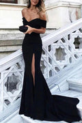 Robe de bal sirène à épaules dénudées et fente latérale 