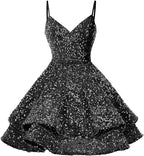 Vestidos de lentejuelas para adolescentes para el baile de bienvenida. Vestidos cortos brillantes para graduación SYH87 