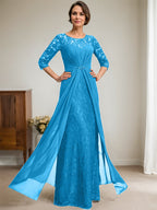 Robe de mariée en mousseline de soie dentelle, coupe trapèze, décolleté illusion, longueur au sol, ornée de perles et de volants 