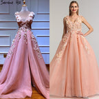 On Sale no return no refund Sale Blue Handmade Flowers Diamonds V-Neck Evening Dresses Sleeveless Sexy A-Line Formal Dress 2025 LA60867