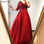 On Sale no return no refundBlue V-neck Sexy Ball Gowns Evening Dresses 2025 Crystal Sparkle Tulle Formal Dress Design LA70481
