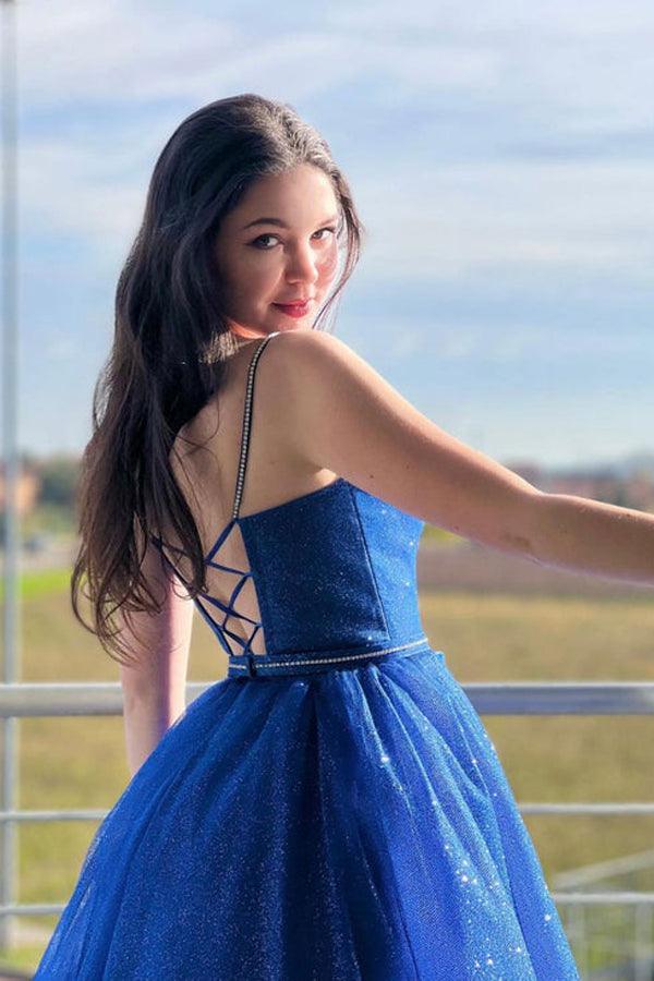 Vestido largo de tul corte A para baile de graduación, vestido de noche formal brillante