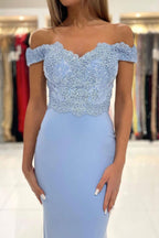Chiffon Mermaid Off-the-Shoulder Lace Prom Dresses, Evening Dresses