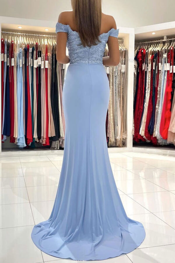 Chiffon Mermaid Off-the-Shoulder Lace Prom Dresses, Evening Dresses