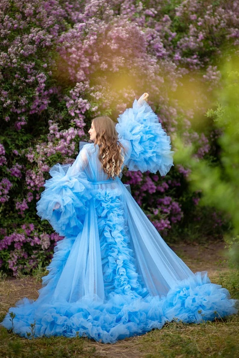 Vestido de maternidad de tul para sesión de fotos