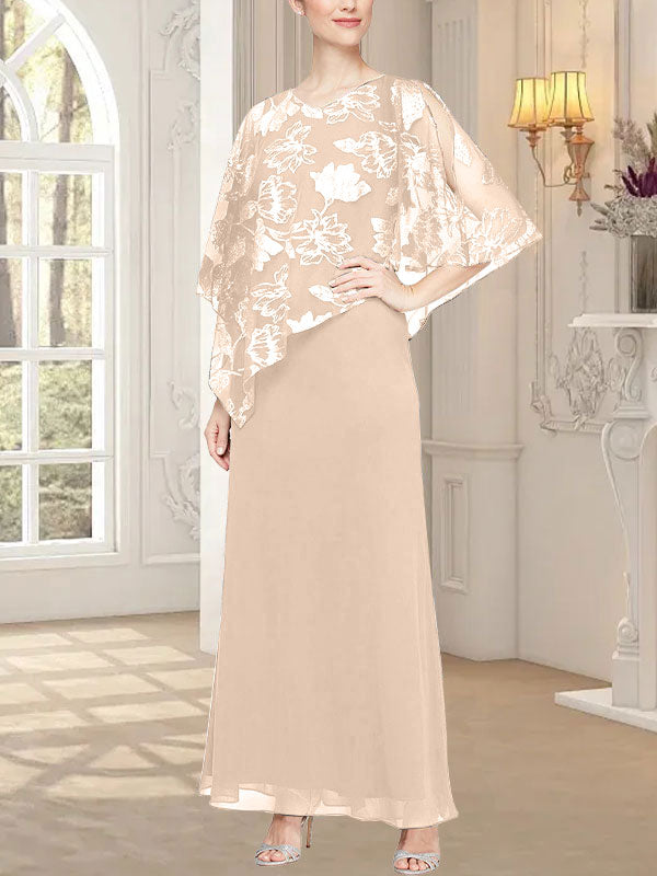 Vestido largo de malla brillante con corpiño asimétrico superpuesto de diseño novedoso 