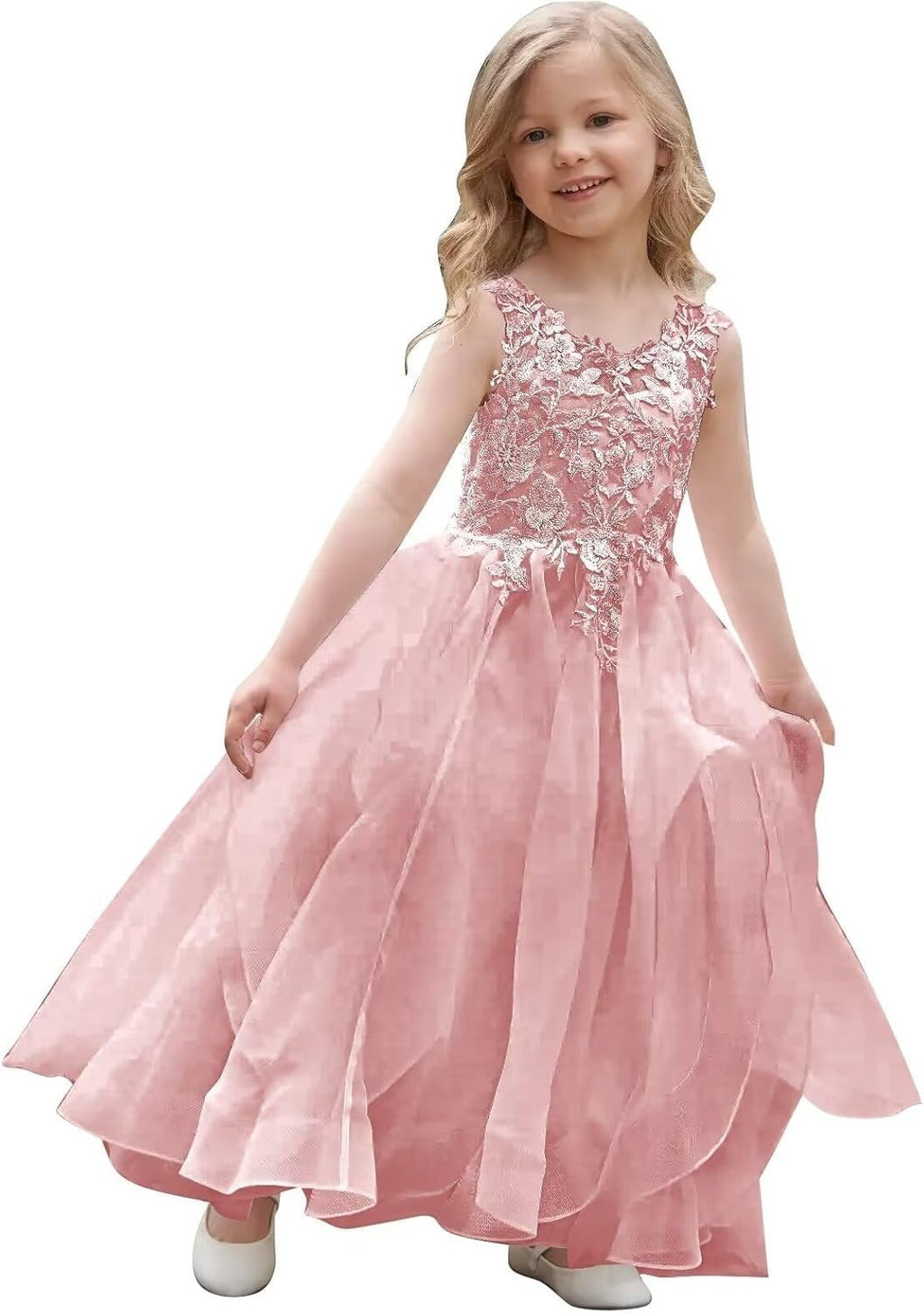 Vestidos de niña de las flores de tul escalonado para boda 