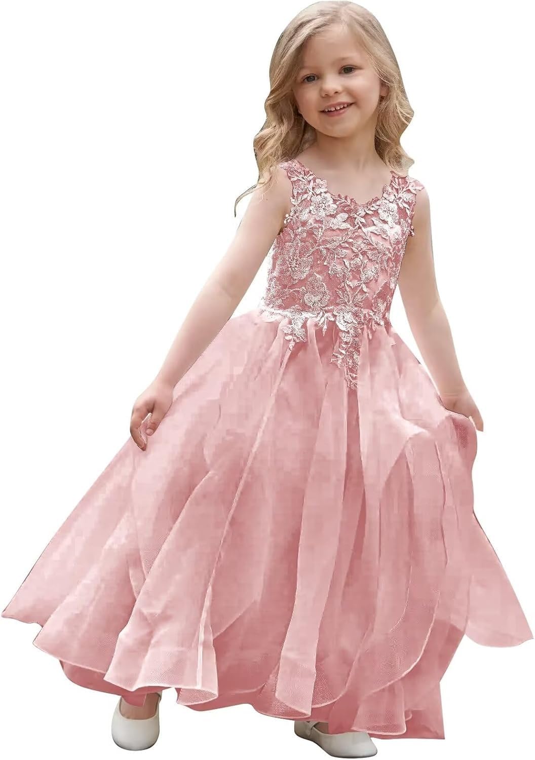 Vestidos de niña de las flores de tul escalonado para boda 