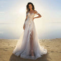 Bohemia Off Shoulder Wedding Dresses Women's Elegant Sleeveless Retro Sweet Lace Decal A-Line Backless Bridal Gowns Vestidos De