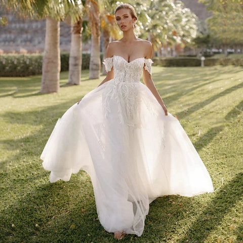 Vestidos de novia bohemios para mujer, sexys, con hombros descubiertos, corte en A, transparentes, estilo princesa, vestidos de graduación, vestidos de novia.