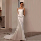 Boho Wedding Dresses Off The Shoulder With Sequined Square Neck Ball Gowns Smooth Satin Formal Bridal Party Vestido De Novia