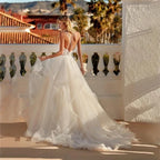 Boho Wedding Dresses Spaghetti Straps Vestidos De Novia Appliques Vestido De Noiva Backless Lace Robe De Mariée