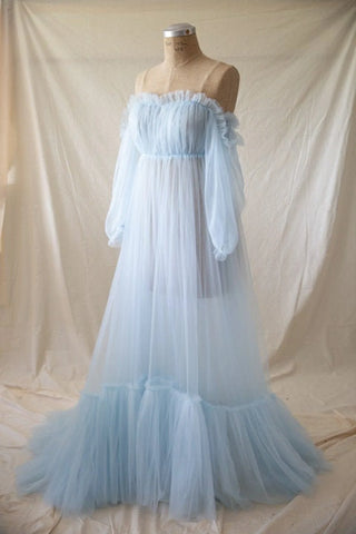 Vestidos de maternidad Vestido de maternidad de manga larga con hombros descubiertos 