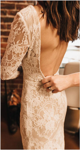 Vestidos de novia estilo sirena con escote en V y encaje bohemio, con cola corta WD581