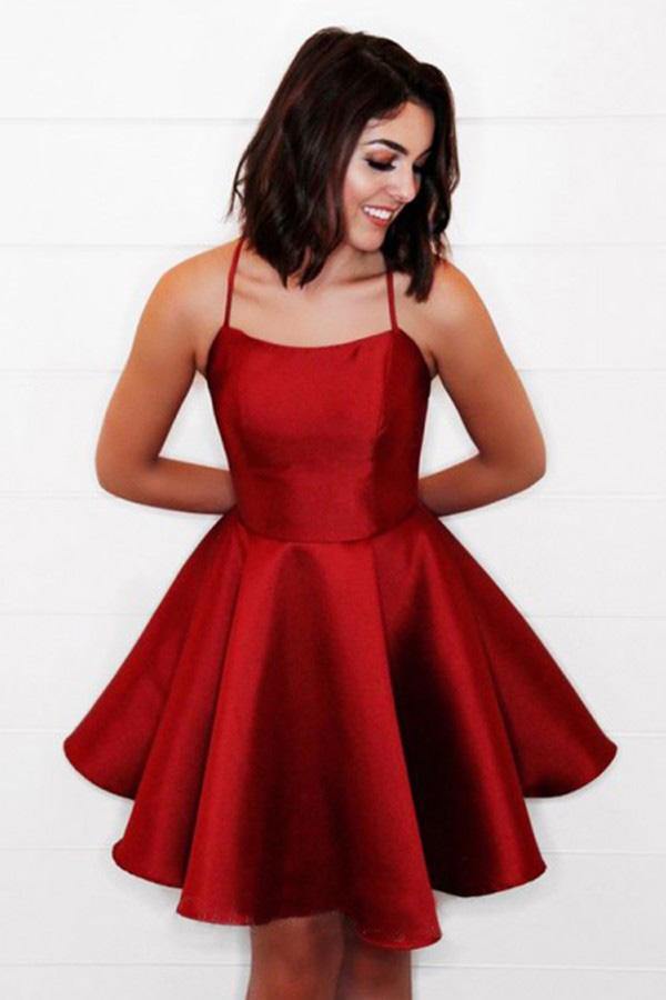 Vestido de fiesta de bienvenida corte A con bolsillos, vestido sencillo de graduación