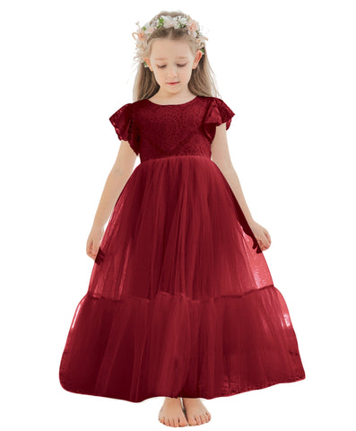 Vestido blanco de tul y encaje hasta el tobillo (2003227579) 