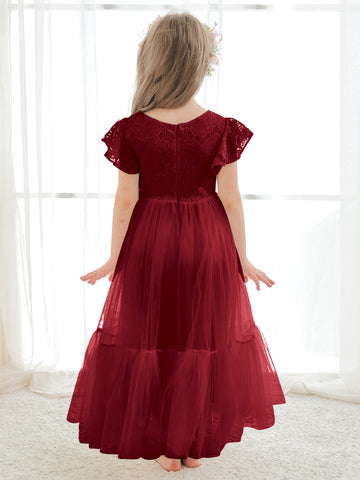 Vestido blanco de tul y encaje hasta el tobillo (2003227579) 