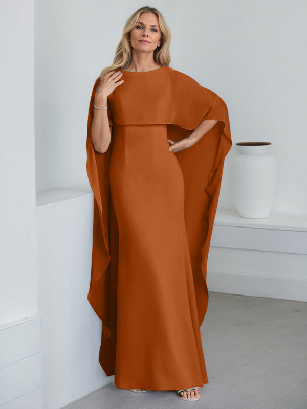 Vestido de gasa de corte recto, largo hasta el suelo, para la madre de la novia, con volantes en cascada. 