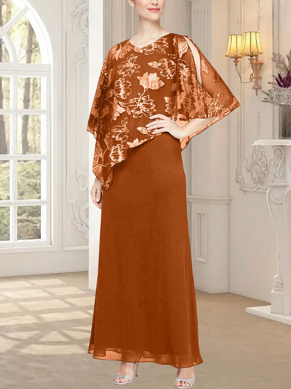 Vestido largo de malla brillante con corpiño asimétrico superpuesto de diseño novedoso 