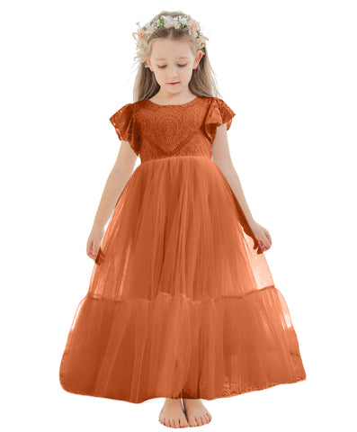 Vestido blanco de tul y encaje hasta el tobillo (2003227579) 