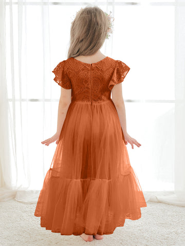 Vestido blanco de tul y encaje hasta el tobillo (2003227579) 