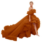 Burnt Orange Color Size L-XL Puffy Ruffles Maternity Tulle Robe SY039