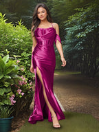 One Shoulder Bodice Elegant Mermaid Prom Dress with Slit